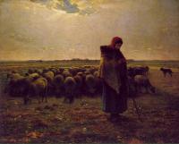 Jean-Francois Millet - Shepherdess with Her Flock
